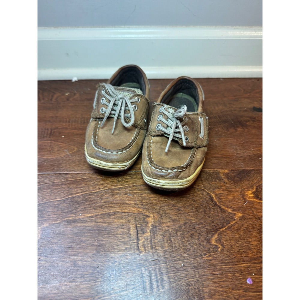 Sperry Top-Sider Billfish Boys Brown Leather Boat Shoes‎ Loafers Size 9.5M
